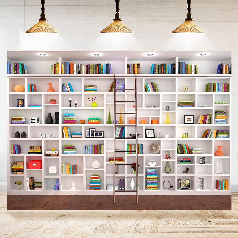 Home Office Zoom Background Free - Beyaz Kitaplık Fotoğraf Arka Planı Kitaplık
