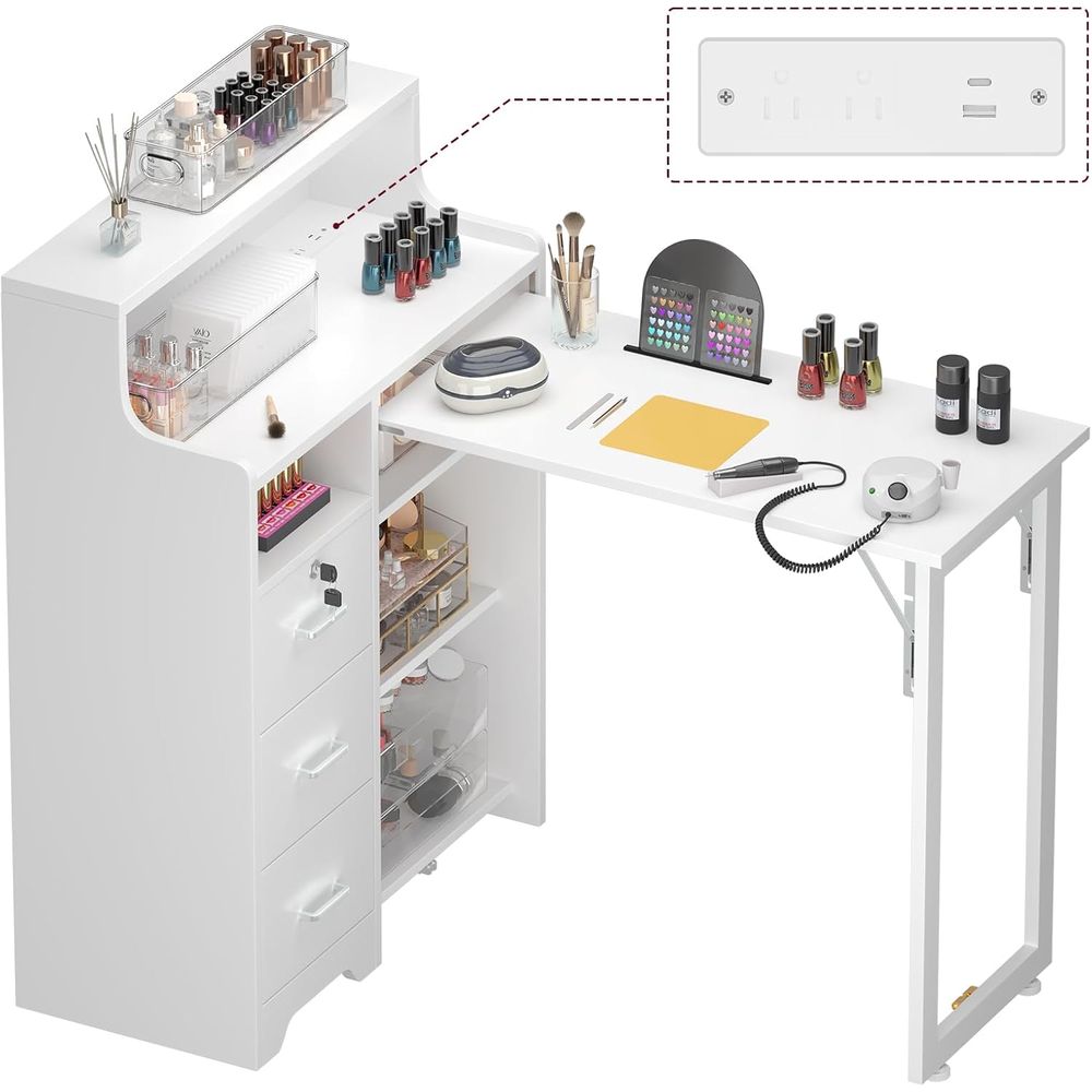 Desk Charging Station - Katlanabilir Tırnak Masası veya Tırnak Teknisyeni