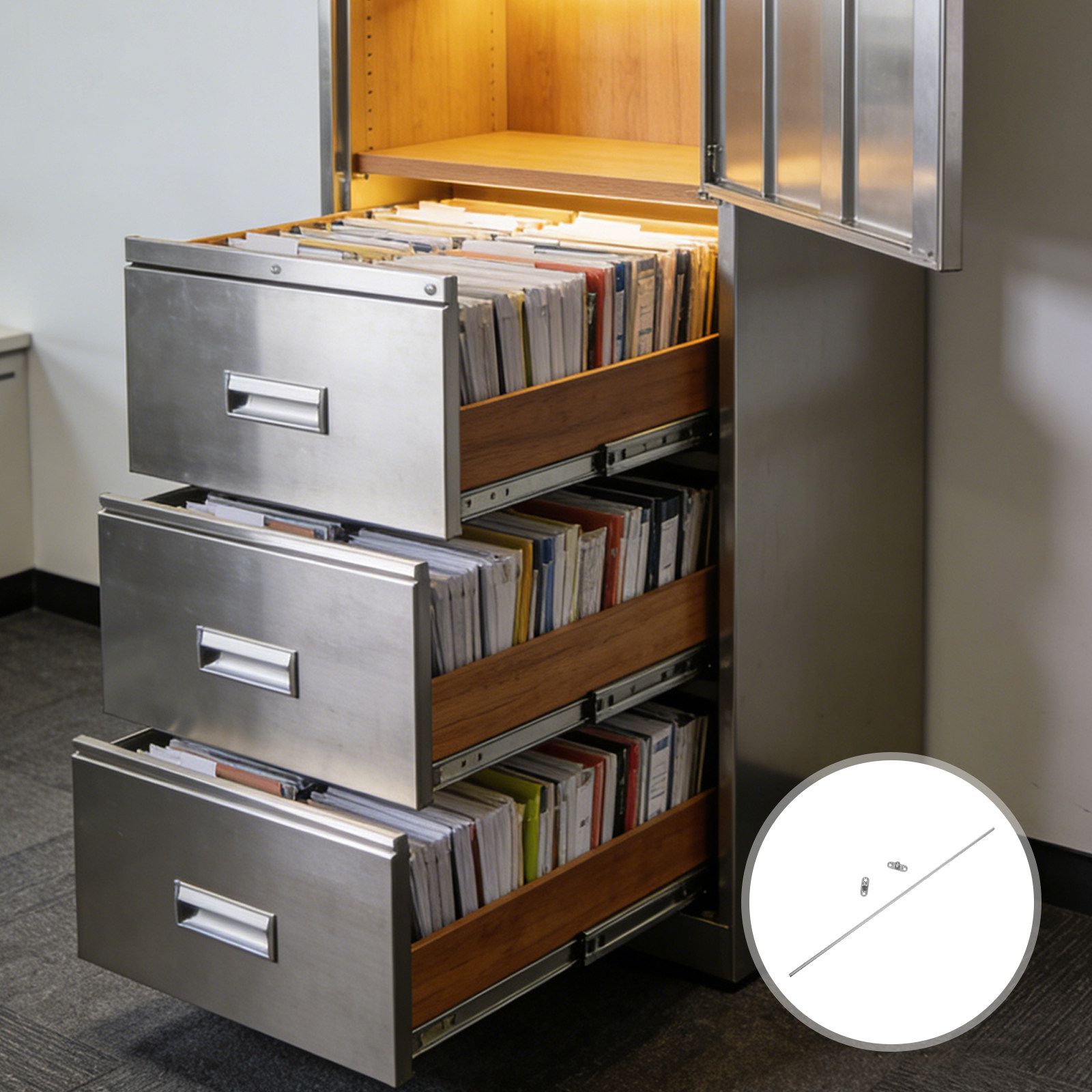 File Cabinet Drawer - 40 cm Paslanmaz Çelik Asılı Dosya
