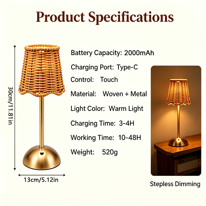 Bohem Dokuma Rattan Sanat Masa - Home Office Lamp incelemesi ve fiyatı
